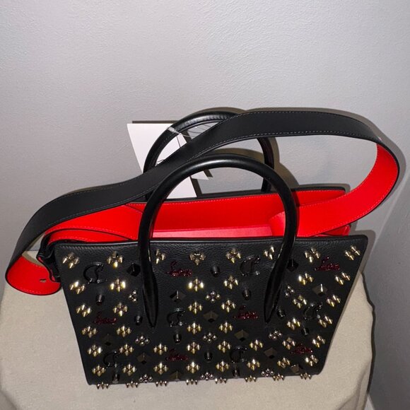 Authentic NWT Christian Louboutin Paloma Medium Top Handle Bag Black & Red - Picture 8 of 12